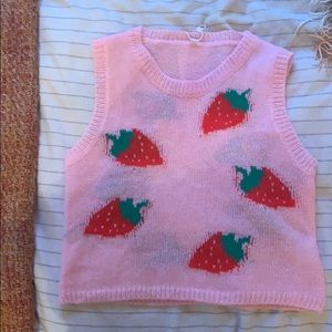 Pink strawberry sweater vest